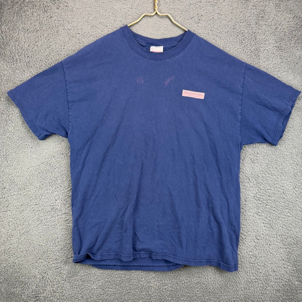 Vineyard Vines Mens XL Navy Blue Graphic T-Shirt Tie One On Martha's Vineyard